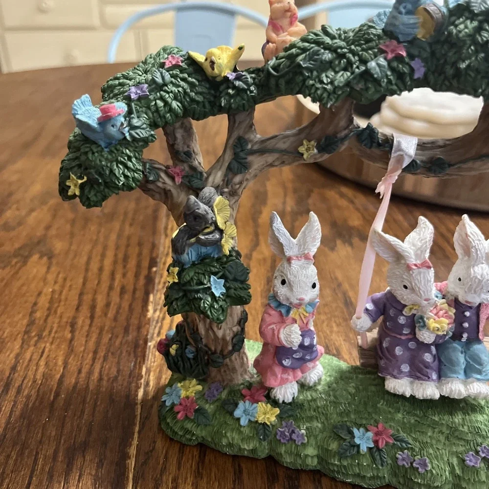 Vintage Easter Swinging Bunnys By Artist/Designer Sculped and Designed By Jaimy